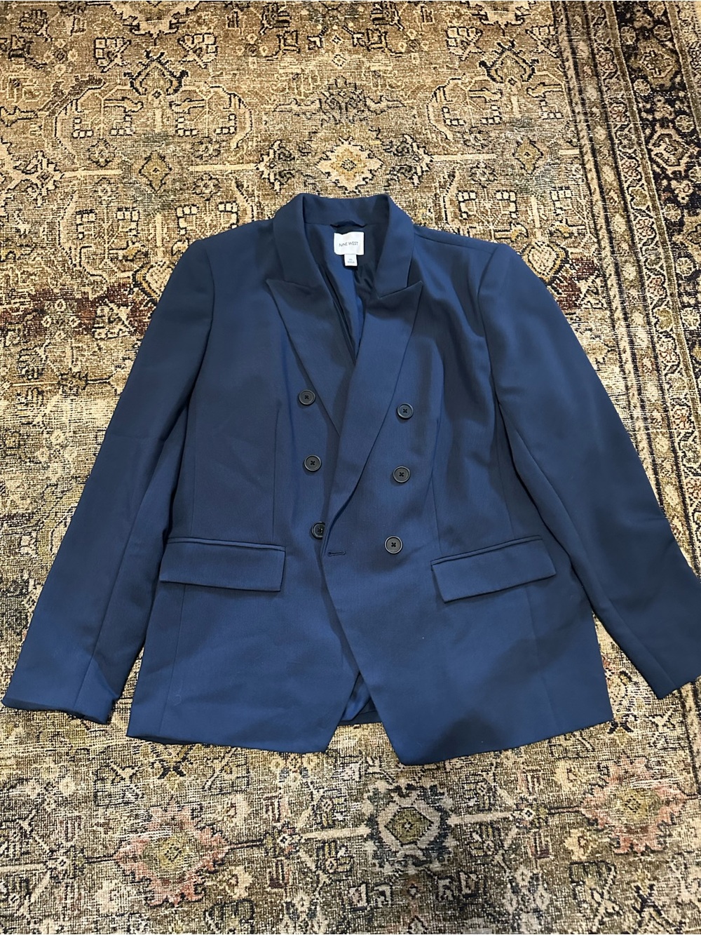 Nine West Double-Breasted Navy Blazer - Women’s Tailored Jacket size XL